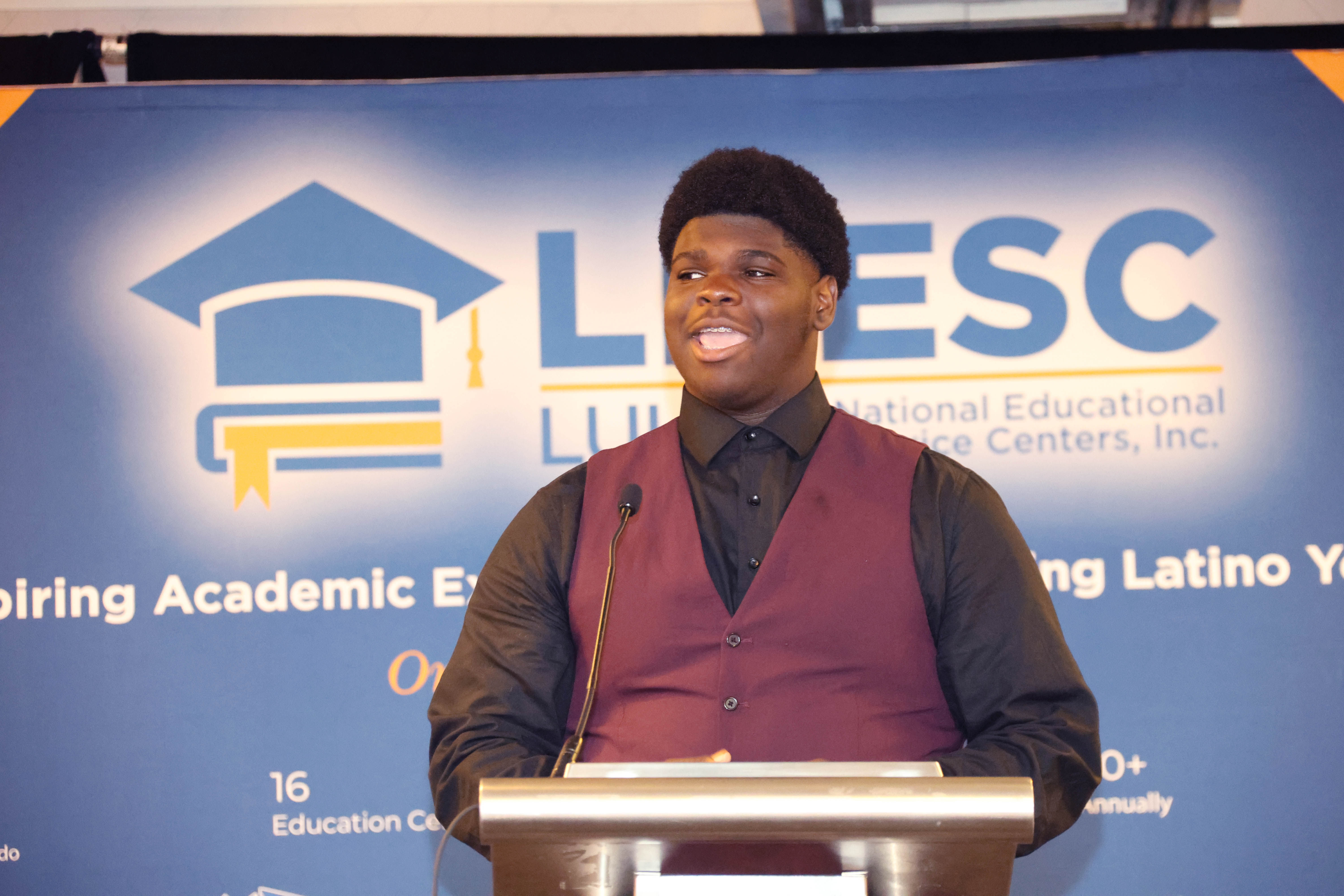 A student speaking at the Washington Youth Leadership Seminar